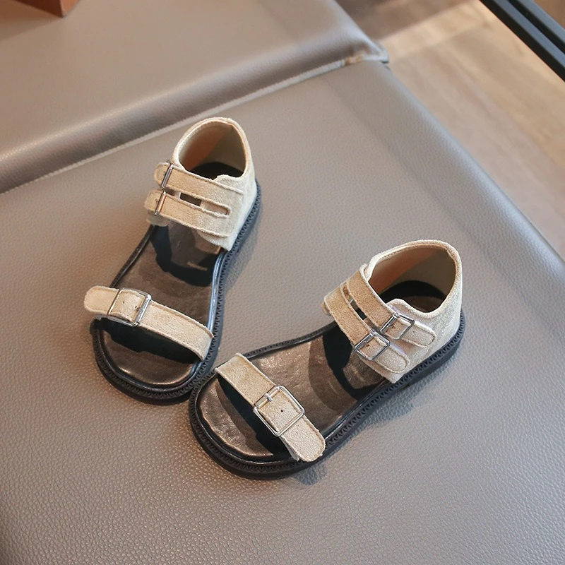 Girls Beach Water Shoes Open Toes Cover Heel Sandals Kids Shoes 2026 Summer Child Barefoot Buckle Hoop Loop Shoes 26-35