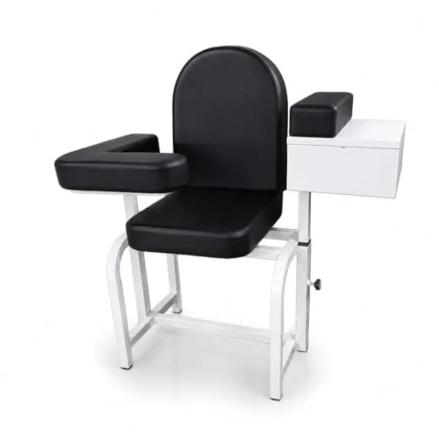 

Blood Drawing Chair with Adjustable Flip-Up Armrest, Single piece Solid Phlebotomy Chair, Comfortable Padded Seat, Built-in Sto