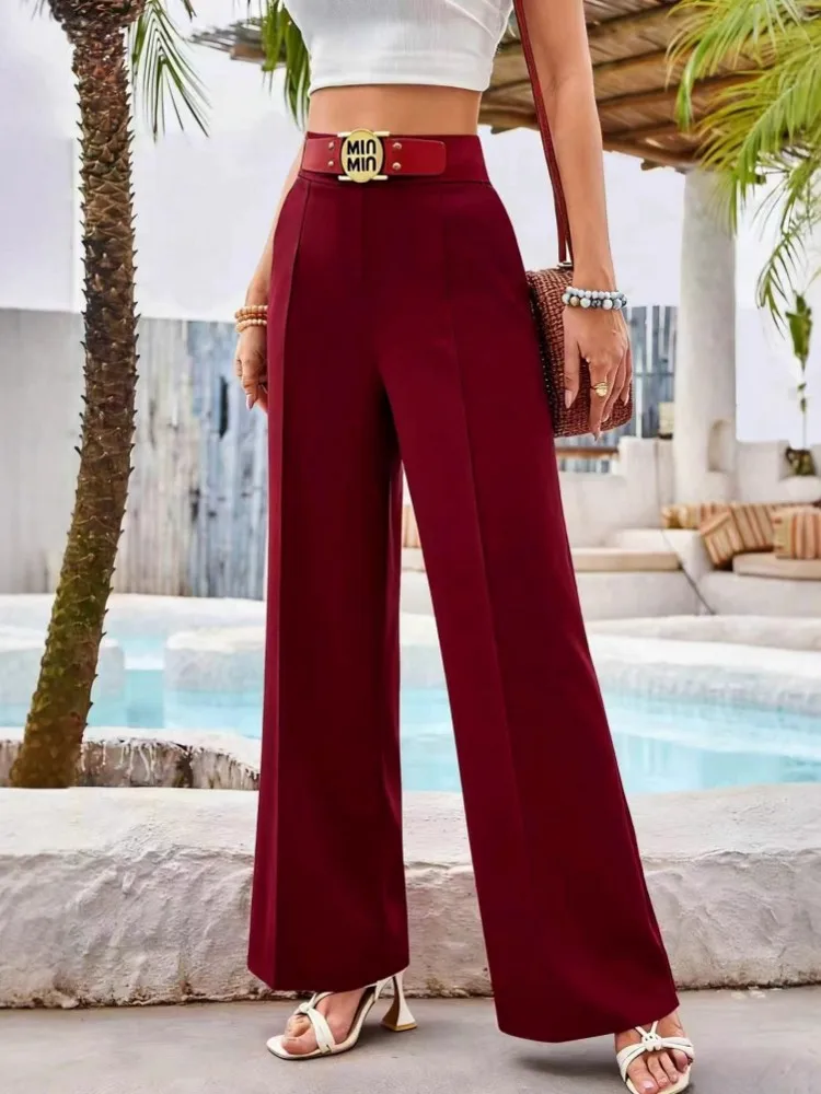 여성용 광택 카프리 팬츠 하이웨이스트 바지 오피스룩 여성용 풀렝스 가을 바지 카프리 팬츠 2026 봄 여름