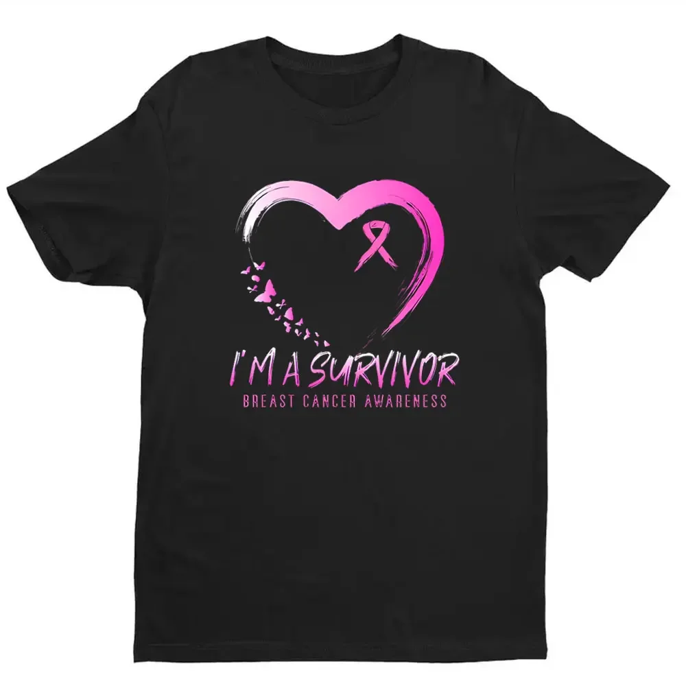 I'm A Survivor Shirt Gift for Breast Cancer Fighters Awareness Pink Ribbon Design Breast Cancer Support Graphic T Shirts Cotton image 4