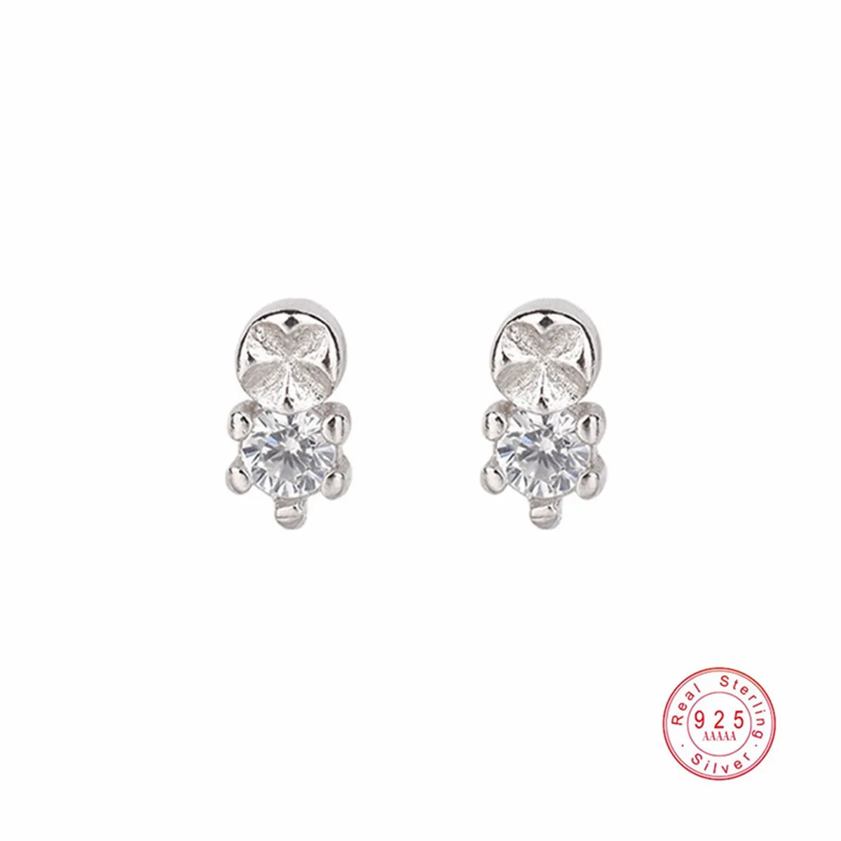 Faceted Zircon Little Bean Stud Earrings S925 Sterling Silver Daily Popular Female Accessories Birthday Gifts All Occasion