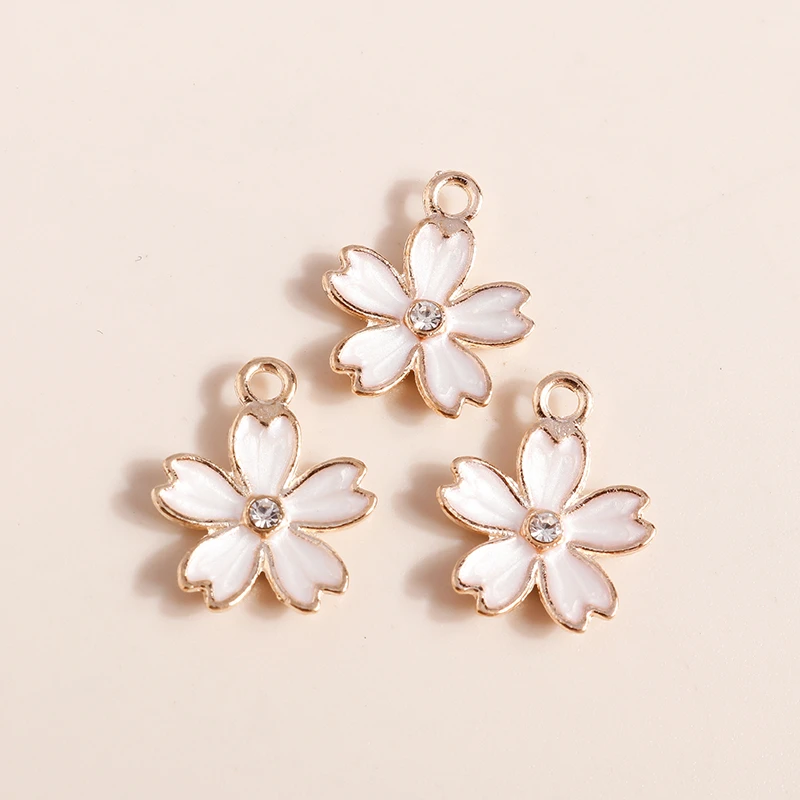 20 Stück gemischte niedliche weiße Emaille-Blumenanhänger für die Schmuckherstellung, DIY-Ohrringe, Halsketten, Armbänder, Zubehör – Detail 19