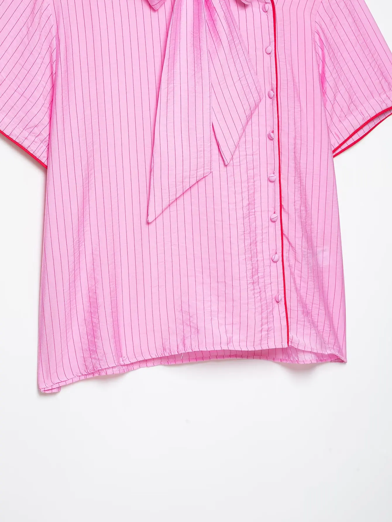KONDALA Schickes gestreiftes rosa Freizeit-Mode-T-Shirt für Damen 2026 mit Schleife, Streetwear, Vintage, lockeres Hemd, Kurzarm, Urlaubs-Oberteil für Frauen – Detail 10