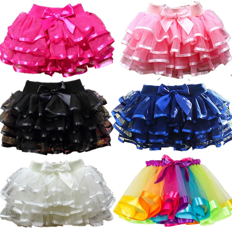 Baby Girl Tutu Mini Skirt Kids Princess Bow Dresses Girls Ballet Dance Cake Skirts Lovely Ball Gown Tutu Children Casual Clothes