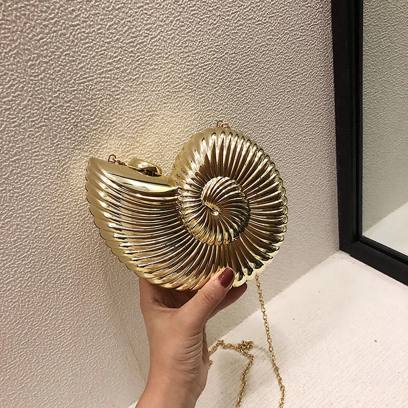 Conch Evening Clutch Handbag Fashion Acrylic Gold Silver Plating Underarm Bags Box Designer Style Party Shoulder Messenger Purse