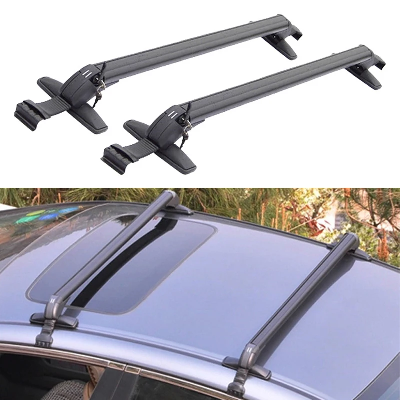 1 paio/2 pezzi Universal Vehicle Car Roof mount Rack Rail Bar portapacchi in alluminio nero con serratura Top Car Rack