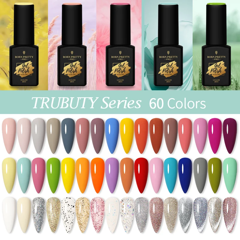 BORN PRETTY Pro Smalto gel per unghie Gel glitter riflettente 15ml Serie Trubuty Soak Off Vernice semipermanente UV Top Coat Nail Art