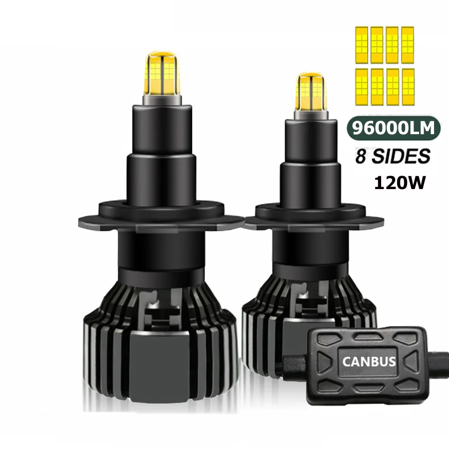 

2PCS H7 LED H4 H11 96000LM 120W Canbus Headlight Bulb Car LED H8 HB4 HB3 9005 9006 D1S D2S H1 LED lamp Fog lights 6000K 12V