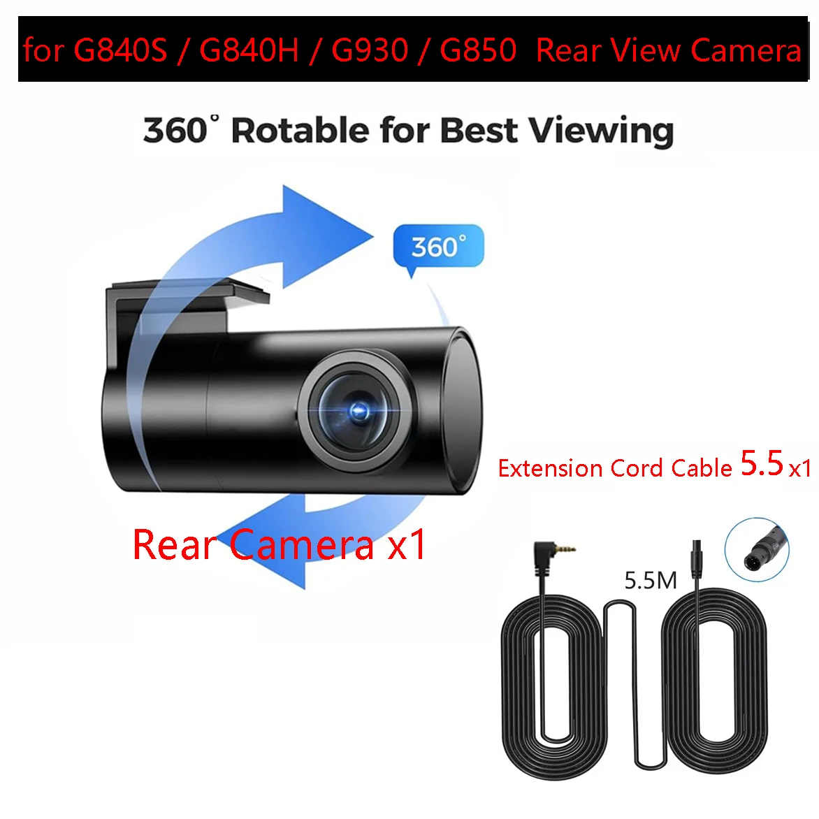 Cámara trasera WOLFBOX mejorada con WDR para G840S / G840H / G930 / G850, cámara de visión trasera para coche impermeable de 1080P