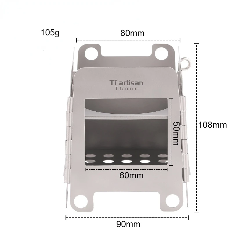 Outdoor Camping Pure Titanium Wood Stove Heating Credit Card Folding Dual-use Alcohol Stove Fierce Fire Riding Portable Cookwear