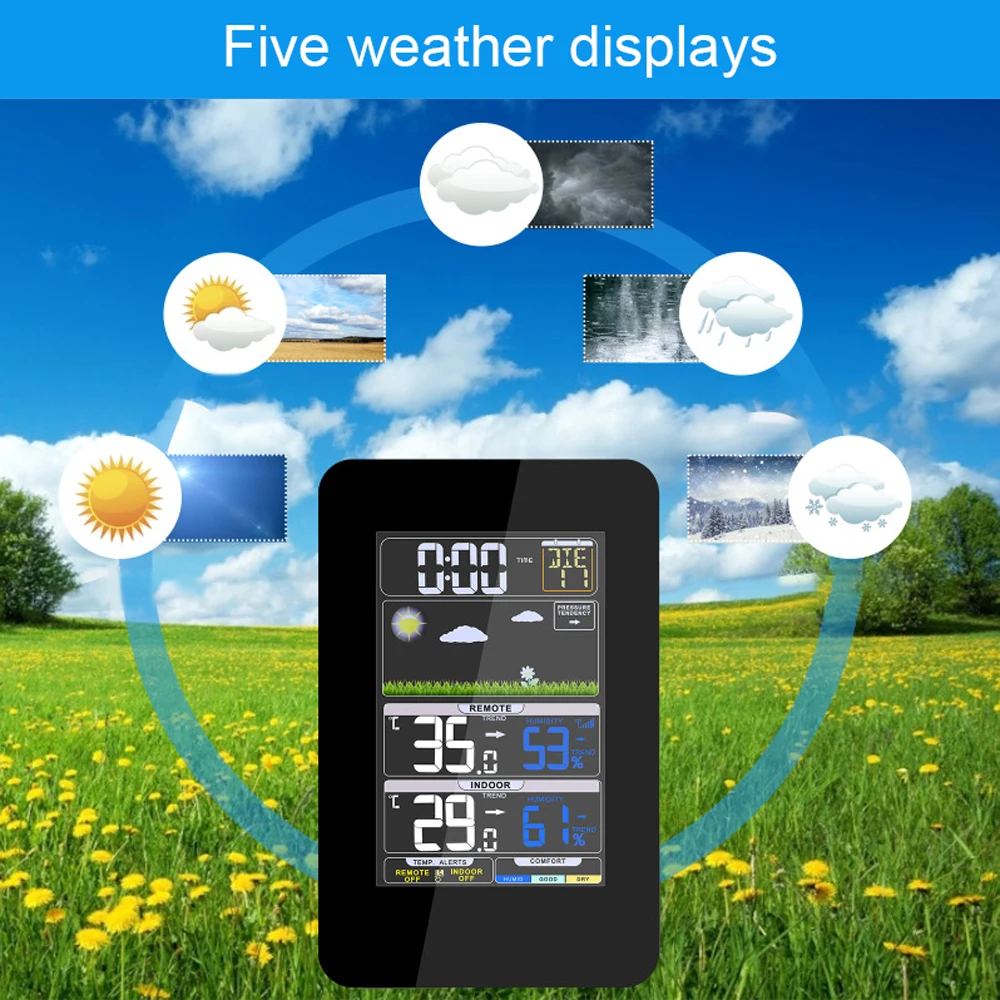 Tuya WIFI Smart Weather Station Indoor Outdoor misuratore di umidità della temperatura previsioni del tempo sveglia meteo multifunzionale