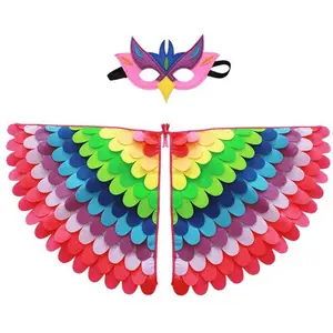 Trẻ em Cosplay Giai đoạn Hiệu suất Owl Wings Wings Bird Feel Cover với mặt nạ cho các cô gái Halloween Party 10 Cánh Carnival bán hàng chính - №1