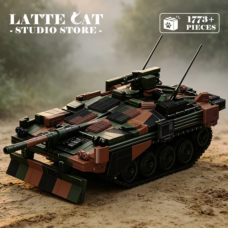 1/28 Scale STRV 103 Main Battle Tank Building Blocks Army Armored Cars Model Military Panzer MOC Bricks Toys Adult DIY Gifts NEW