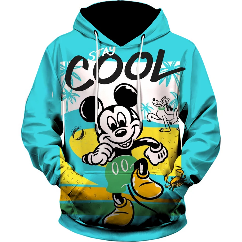 Hip Hop Trendy Street Cartoon Stitch 3D Hoodie Men's Long Sleeve Hoodie Mickey Fashion Sports Adult Drawstring Street Clothing