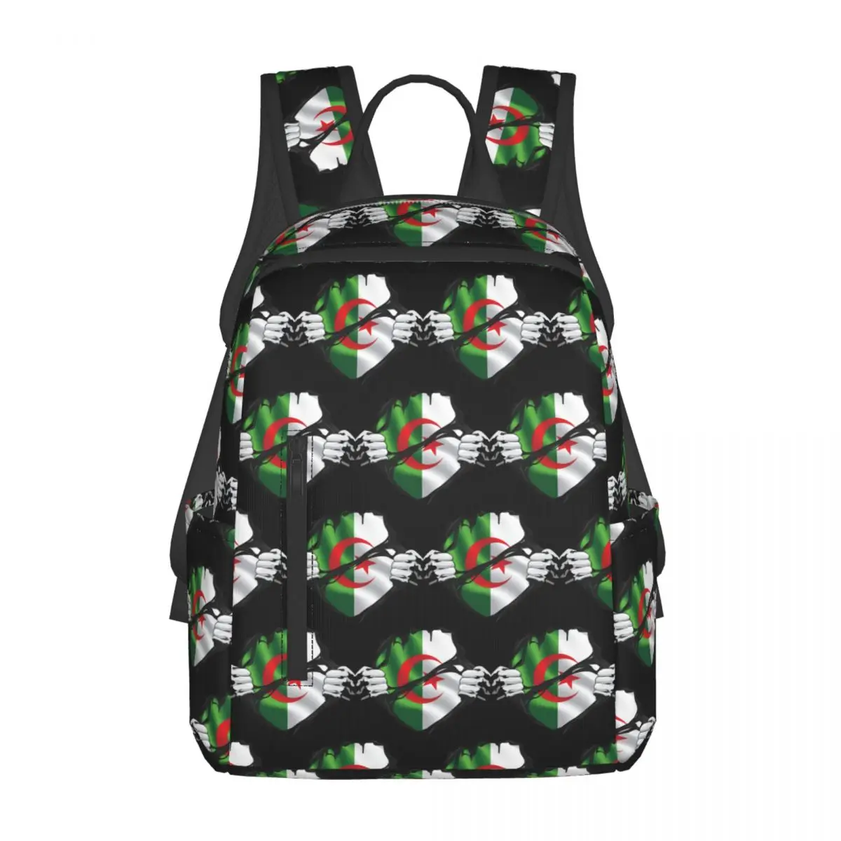 

Algerian Pure Blood Flag Black Backpack Daypack Large Capacity Children BookBag School Bag Shoulder Bags for Men Women