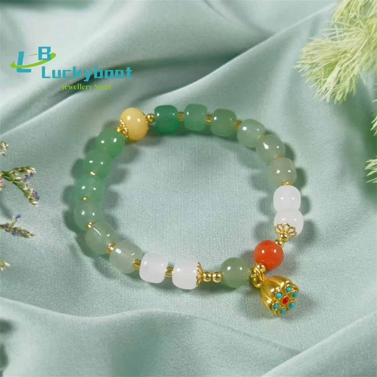 Natural Xinjiang Golden Silk Jade Bracelet for Men and Women's Transport Jade Handstring Gobi Jade Jewellery Exquisite Charm