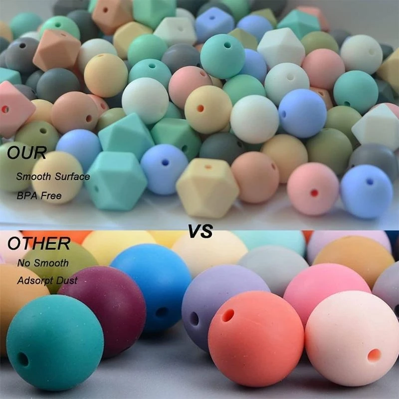 Mix Silicone Beads Babies Heart Star Nursing Teething Beads Sets DIY Baby Pacifier Chain Toy Accessories 15UB