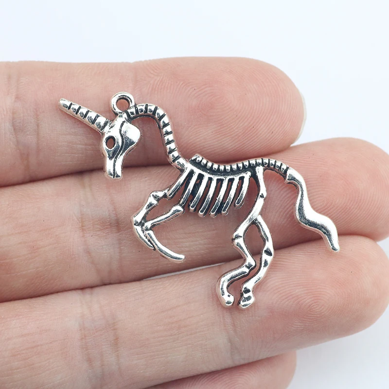 4Pcs 24*49mm Antique Silver Plated Unicorn Wicca Charms