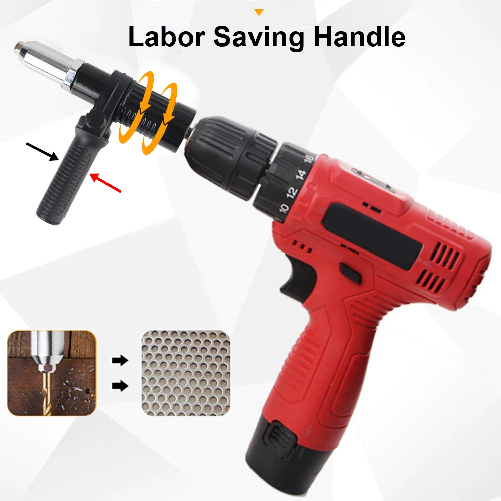 Profissional Riveting Nut Gun Adaptador com substituível Nut Bit, Rebite elétrico Nut Gun Conector, 2,4 milímetros-4,8 milímetros, 3pcs por conjunto