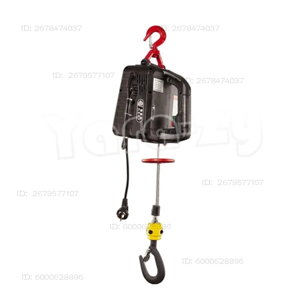 3in1 Portable Electric Hoist 220V Wireless Remote Control Winch Crane Machine Hook Pulley System 500kg Capacity with Gloves