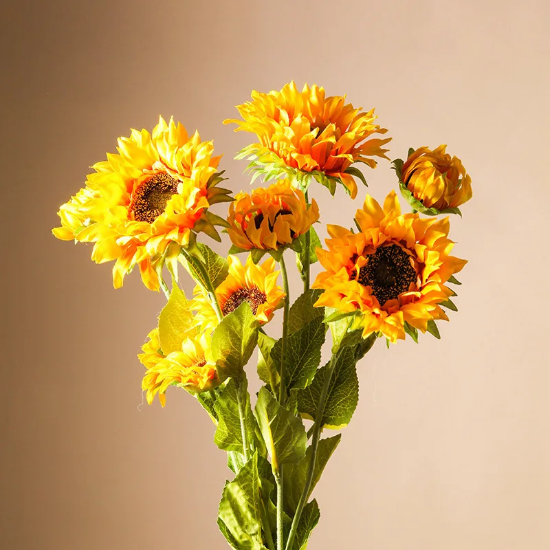 Sunflower simulation bouquet decoration, fake flower, sunflower, living room flower arrangement decoration, dried flower decorat