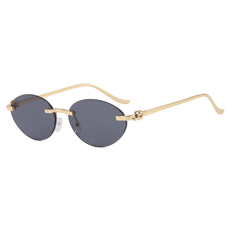 Fashionable oval frameless glasses for ladies, elegant style and temperament, daily decorative sunglasses