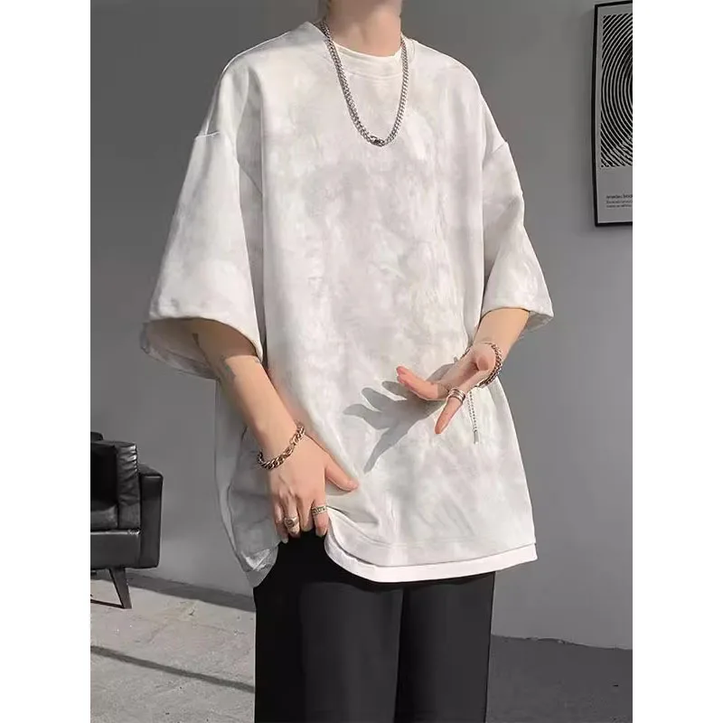 

Модная мужская футболка свободного кроя с коротким рукавом и круглым вырезом, летняя, дышащая, в повседневном стиле, с принтом, не требует глажки