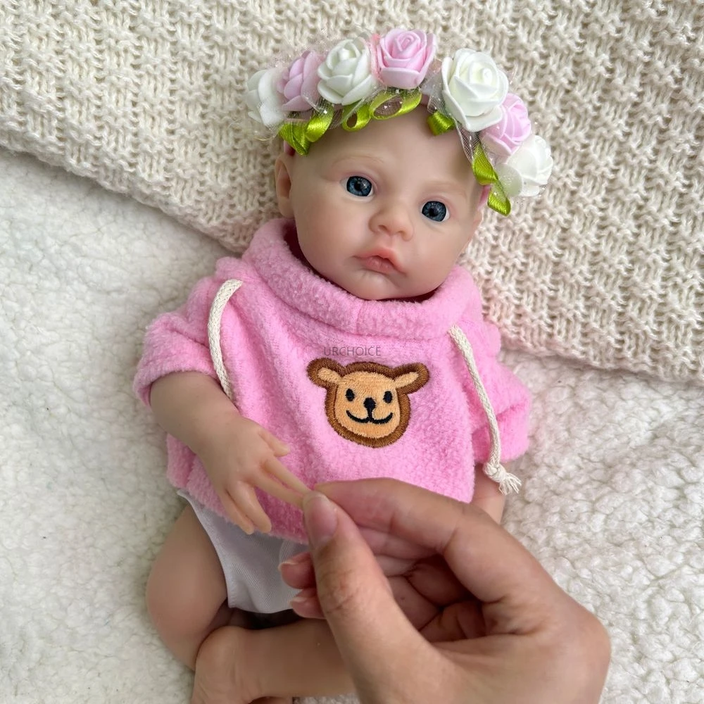 （Big discounts）Mini 12Inch Full Silicone Reborn Baby Girl Meadow Washable Body Lifelike Details Newborn Doll Birthday Christmas