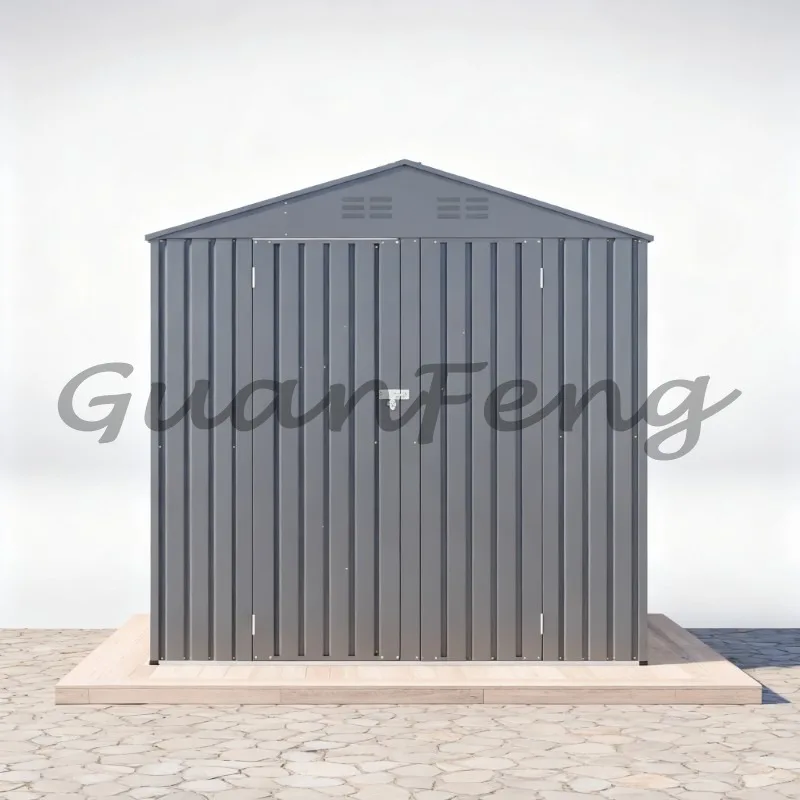 4×7FT Lean‑To Metal Outdoor Storage Shed, Custom Lockable Wall‑Side Tool Cabinet for Bike and Lawn Mower Storage