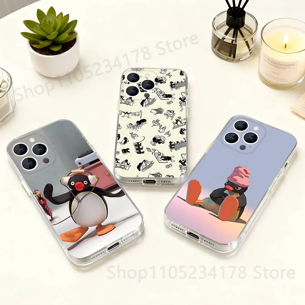 

Happy P-Pingu CUTE Penguin Phone Case for iPhone 16 15 14 13 12 11 17 Plus Pro Max X XR XS Max Soft Clear Tpu