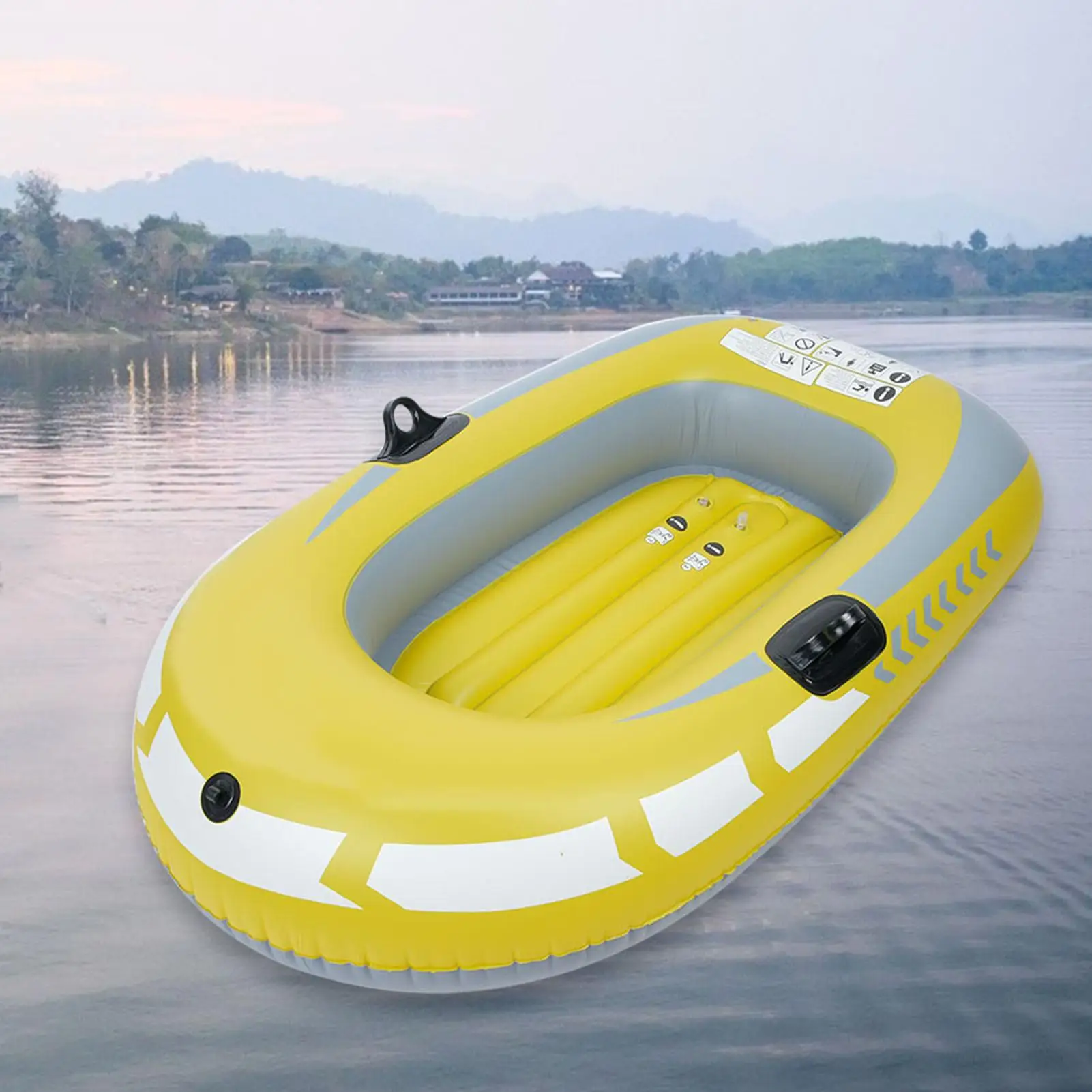 PVC Inflatable One-Person Boat - Air Rowing Canoe for Water Sports, Fishing, Drifting & Pool Fun