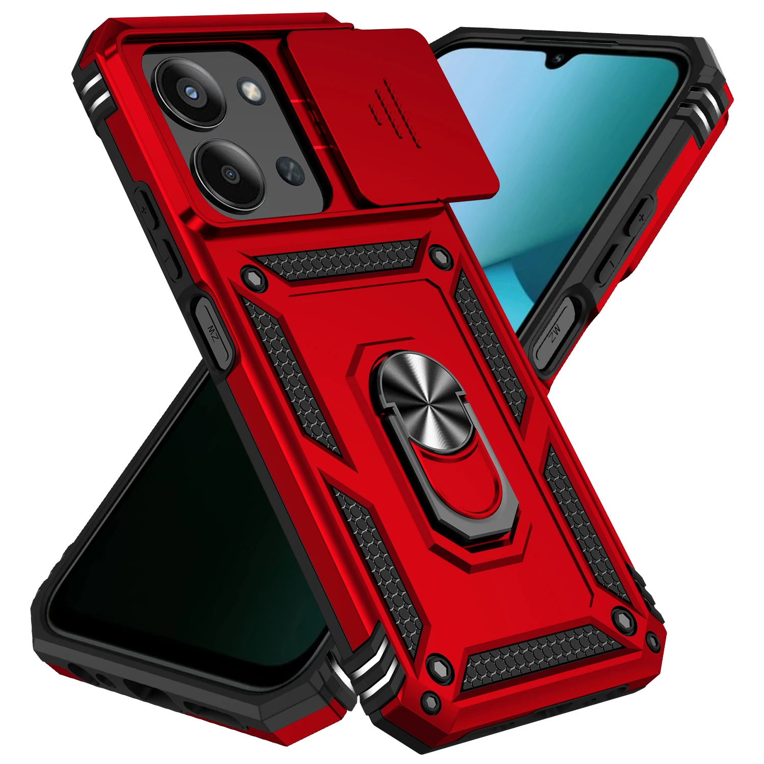 Rüstung Stoßfest Fall Für Xiaomi Redmi 15C 4G 5G 173,2mm Metall Ring Halter Schiebefenster Kamera objektiv Schutz Zurück Abdeckung