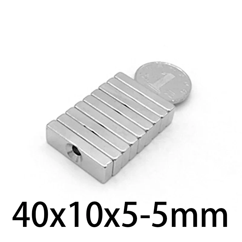 

40x10x5-5 мм лист мощные магниты 40*10*5 отверстий 5 мм сильные блок-магниты для холодильника DIY здание научное ремесло 40x10x5-5