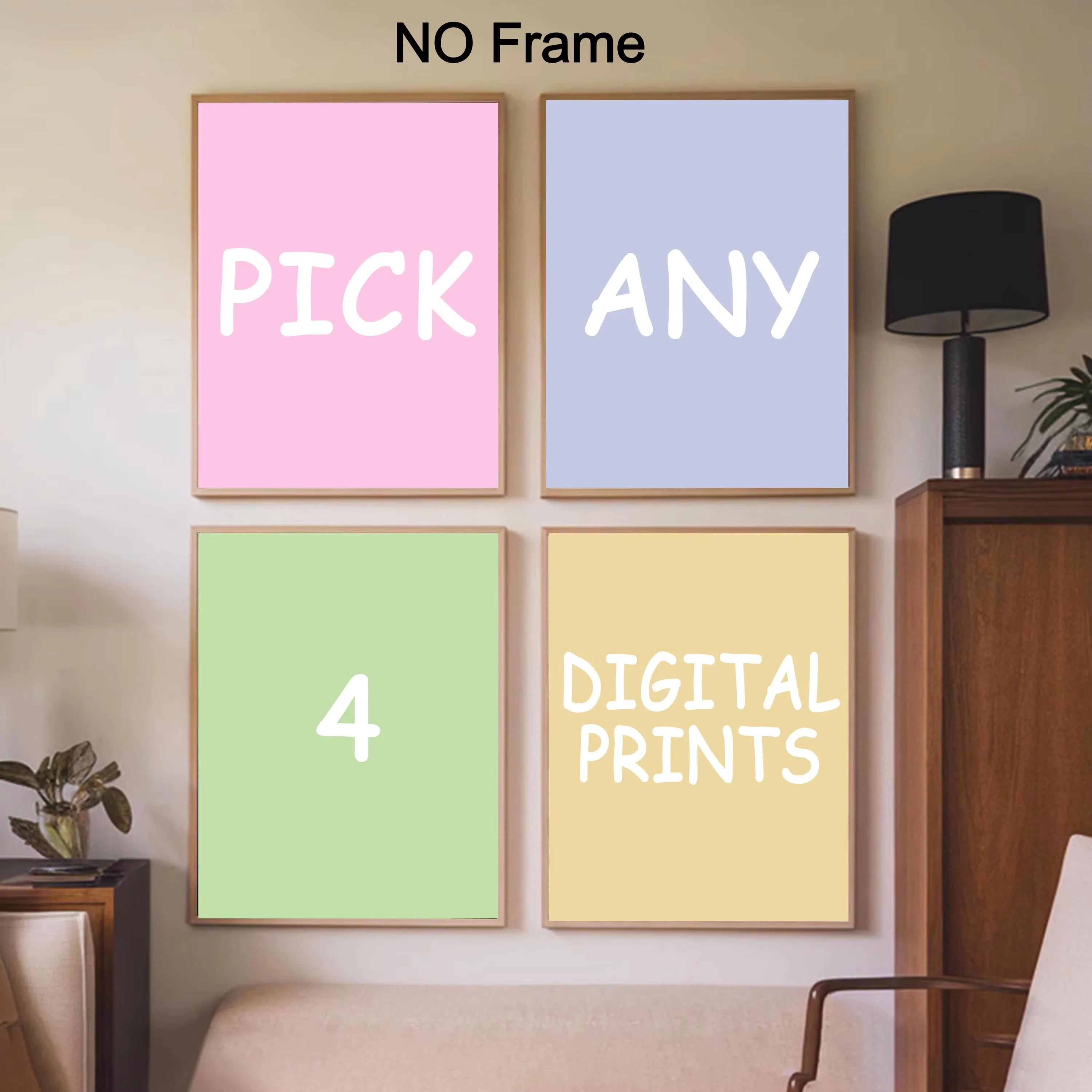 4pcs HD Customizable Canvas Posters Print Any Design You Like. Frameless Custom Canvas Art Perfect Gift for Home Room Decor