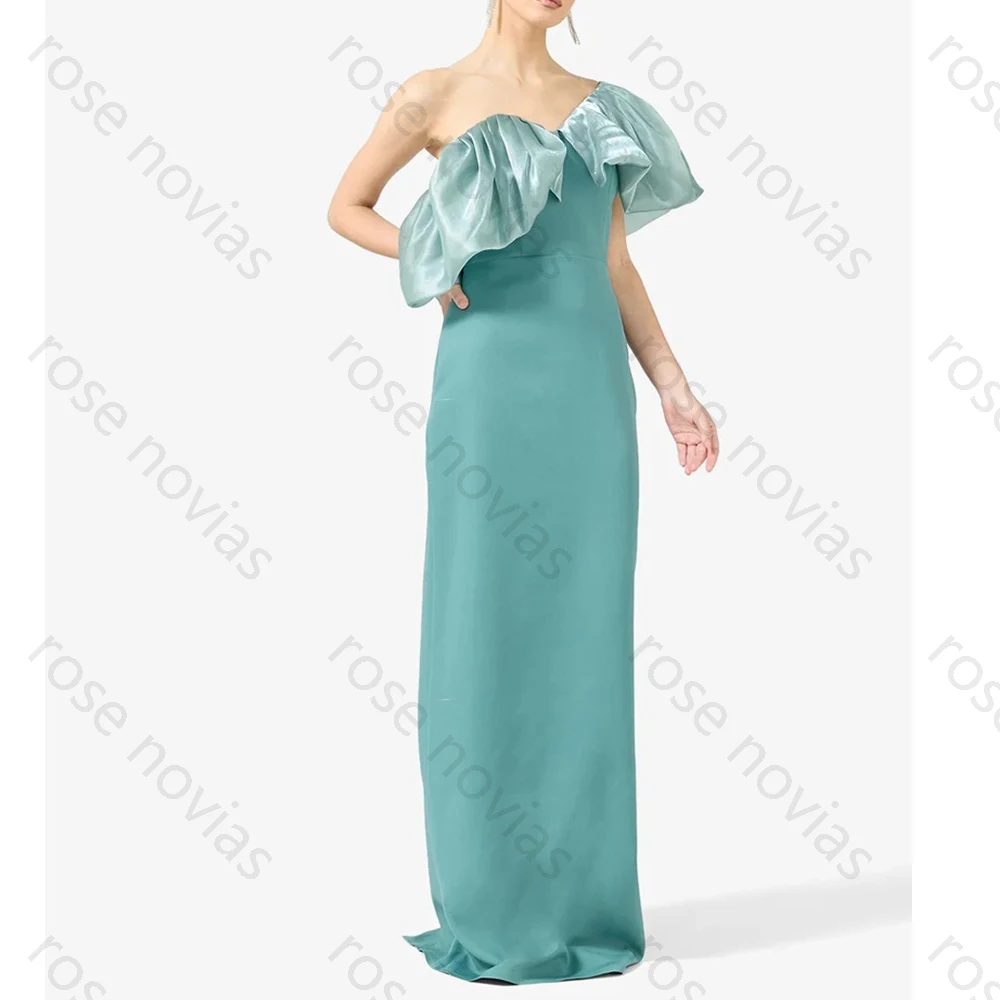

Customized Sky Blue High Quality Crepe Evening Dresses off the Shoulder for Floor-Length for Formal Evening Vestidos De Fiesta