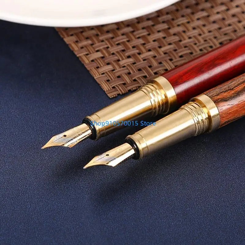 

B95C Retro Business Signing Pen Wooden Pen Rod Piston-Filled Gift Fountain Pen