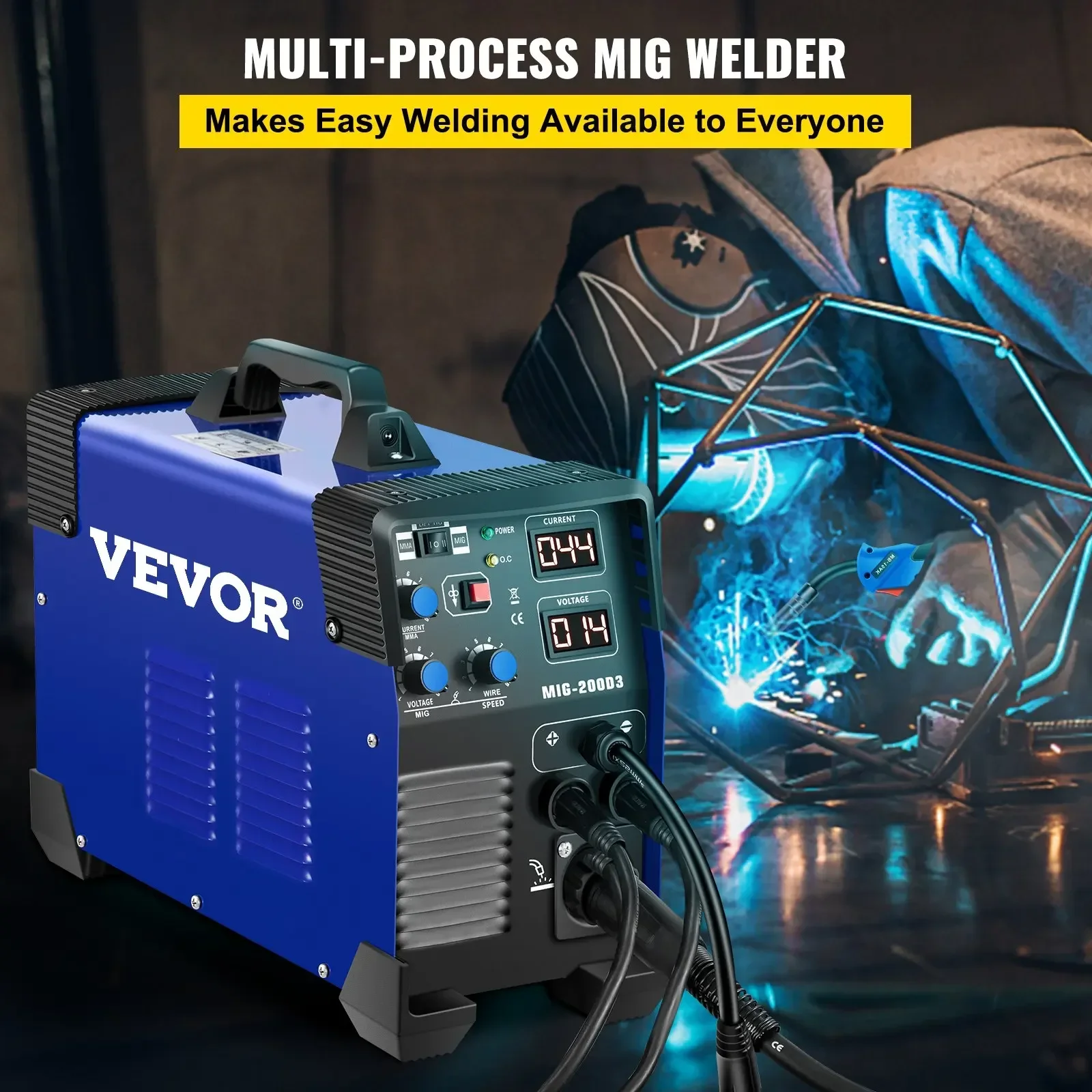 VEVOR-máquina de soldadura MIG MMA TIG 3 en 1, Combo inversor, herramientas de soldadura IGBT, acero al carbono, hierro y acero inoxidable