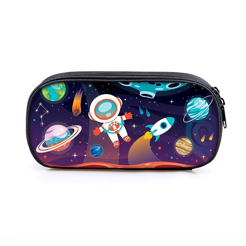 Space Astronaut Print Pencil Case Women Astronaut Spaceship Stars Teenagers Stationary Bags Organizer School Cases Supplies Gift