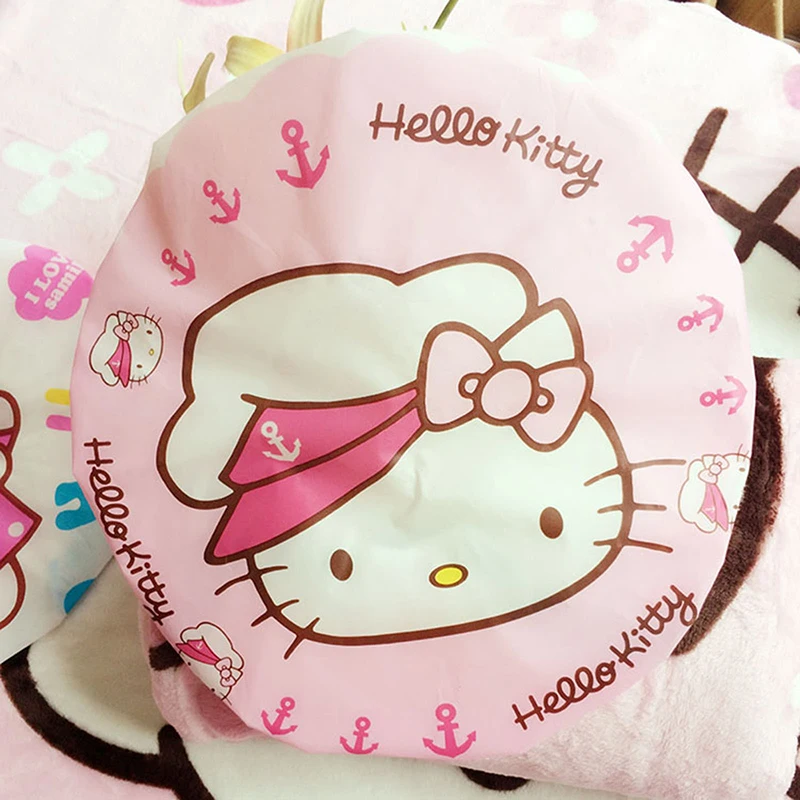 Sanurgente-Bonnet de douche épais pour adulte, bonnet de bain, bonnet de bain, outils de lavage, soins mélodieux, grand, Hello Kitty, 1PC