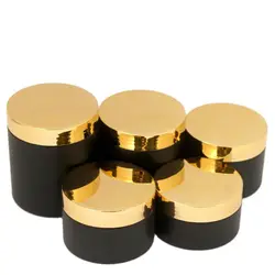 Matte Black Makeup Containers Shiny Gold Lid Empty Wide Mouth Bottle Plastic Cosmetic Pot Cream Jars 100G 120G 150G 200Gl 250G