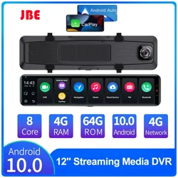 12 Inch 4G Android 10 Dash Cam  1080P ADAS GPS Navigation Car DVR 5G WiFi Rearview Mirror  Wireless Carplay & Android Auto