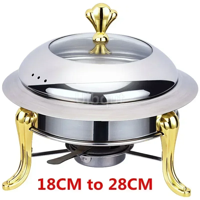 Golden stainless steel alcohol stove household commercial Removable small Chafing Solid Dish Fuel Boiler Small Cooking Hot Pots