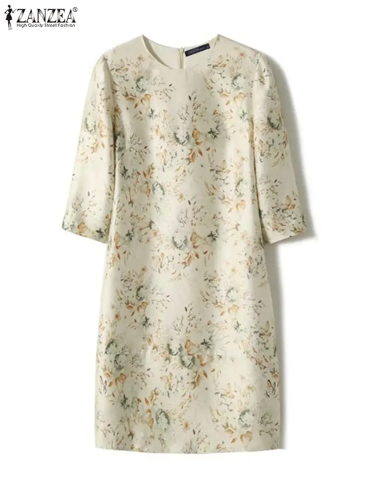 Vestido elegante estampado floral de cetim feminino, vestido de verão boêmio vintage, robe midi retrô, férias de luxo, verão, 2024