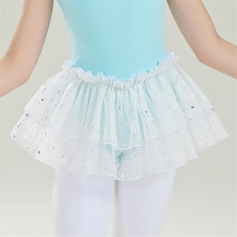 High Quality Fashion Cute Kids Girls Children Ballet Tutu Skirt Short Sparkle Stars Dance Wear Mesh Skirt