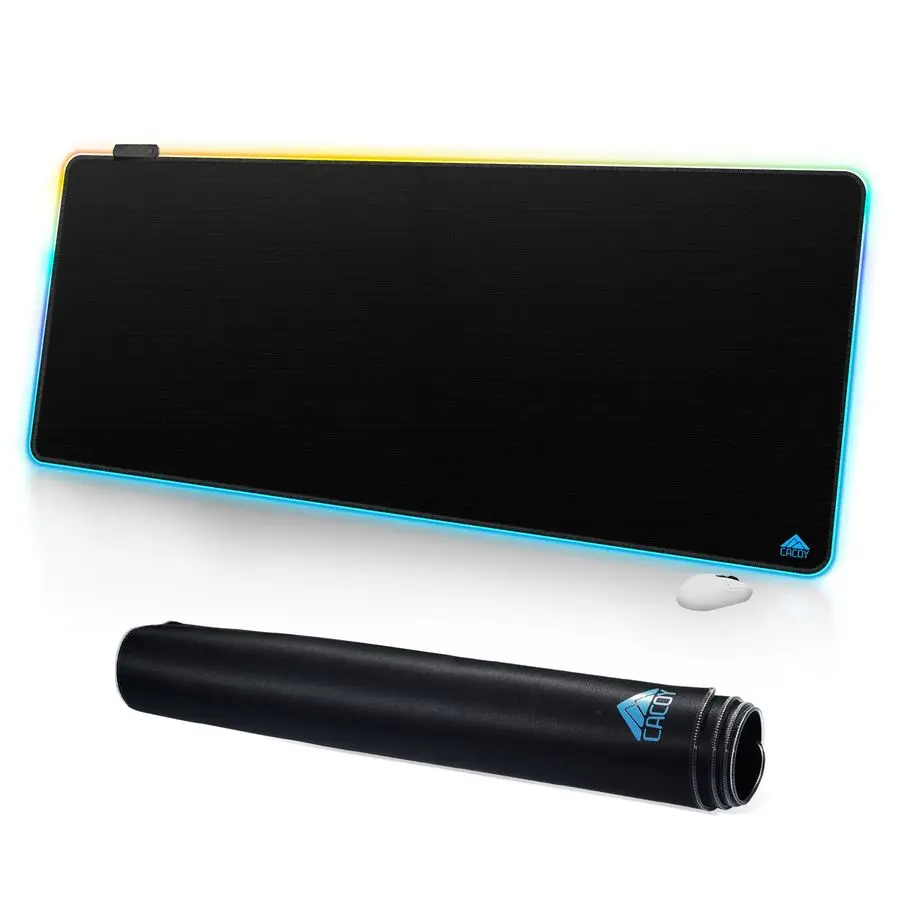 

Большой игровой коврик для мыши RGB 59 x 24, светодиодный коврик для стола с 9 режимами подсветки, удлиненный коврик для рабочего стола с нескользящей основой, светящийся.