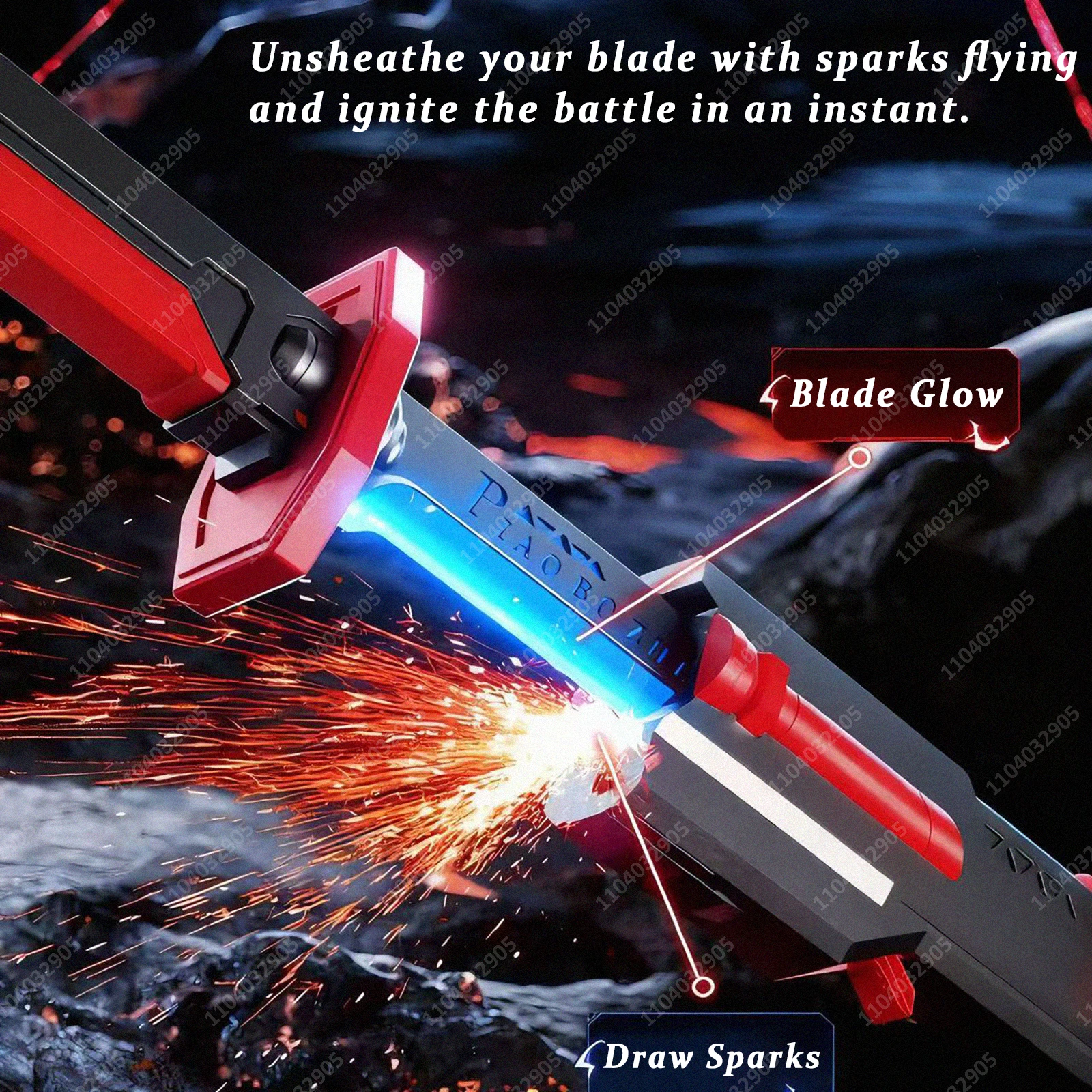 Streamer leuchtendes Schwert mit Funken- und Raucheffekt, buntes 7-Farben-Lichtschwertspielzeug für Kinder und Erwachsene, Party, Cosplay, Weihnachtsgeschenk