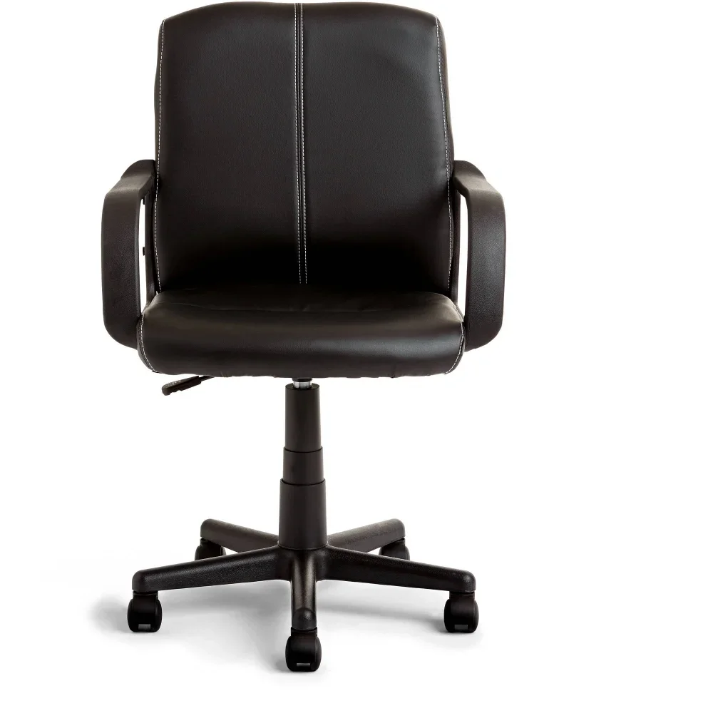 Leather Mid-Back Rolling Swivel Office Chair，Durable and Strong，22.00 X 22.80 X 36.00 Inches