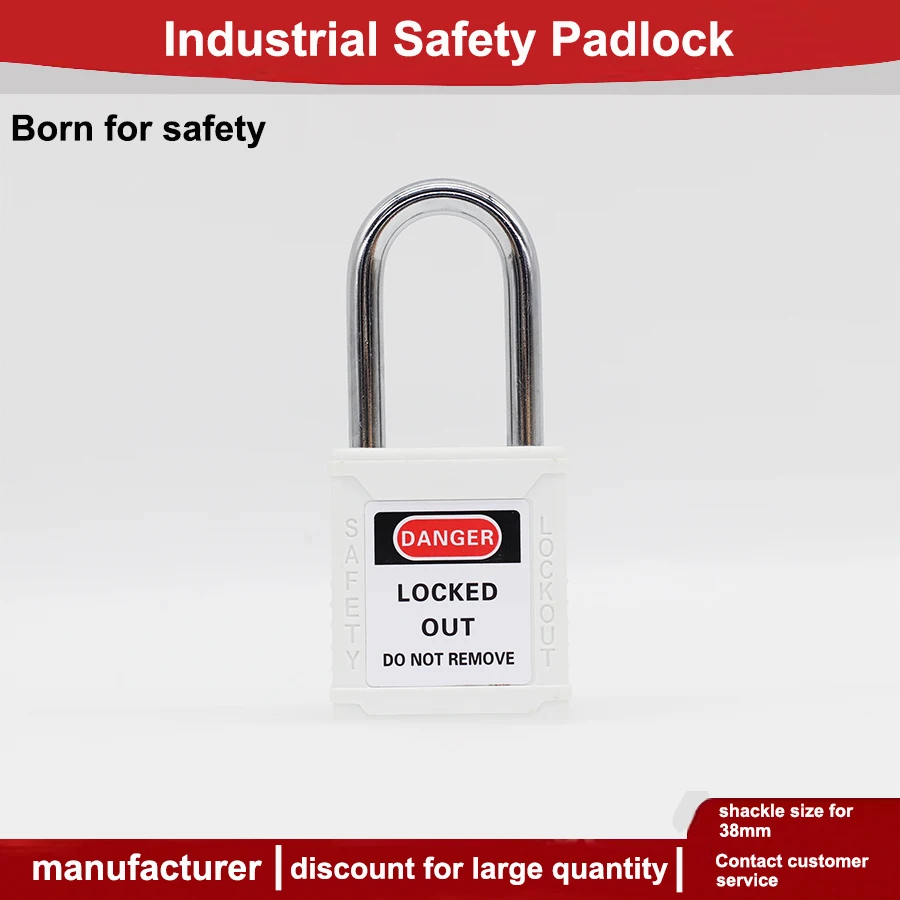 

OSHA Lockout Tagout Industrial Safety Padlock white 38mm Steel Shackle High security 2 Keys per Lockout Manufacturer