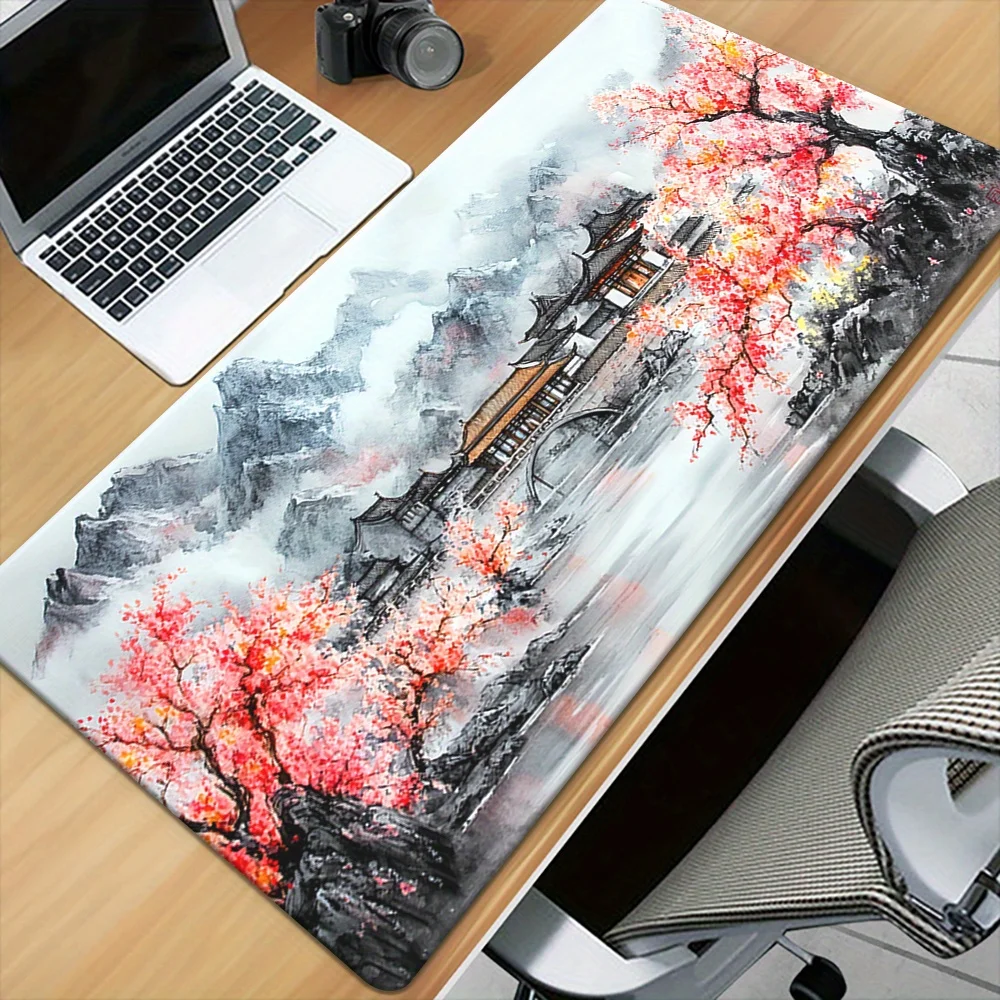 

Коврик для мыши XXL с рисунком цветущей сливы, 1 шт., нескользящий резиновый коврик для стола, игровой офисный компьютерный коврик