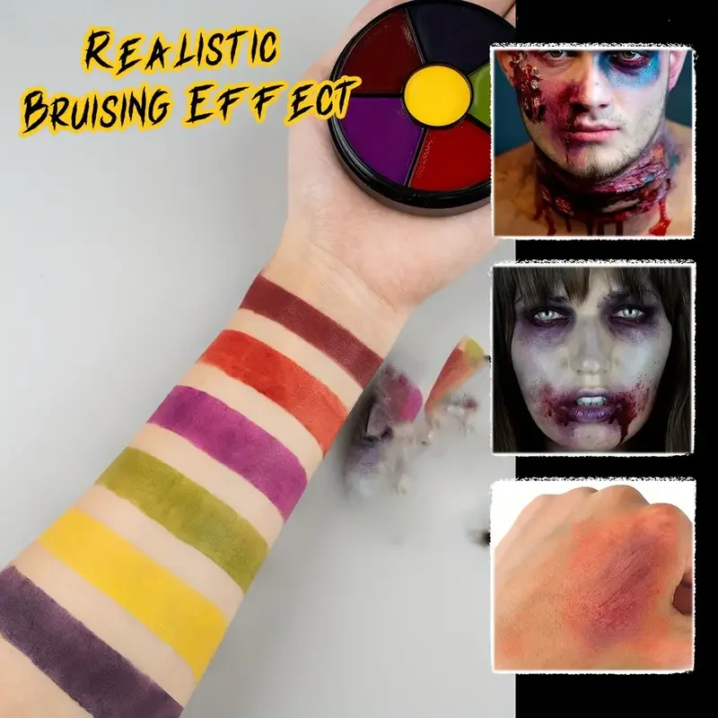 6-Color Bruise Wheel Makeup Kit - Realistic SFX Zombie Makeup with Vibrant Face and Body Paint, Perfect for Halloween Costumes